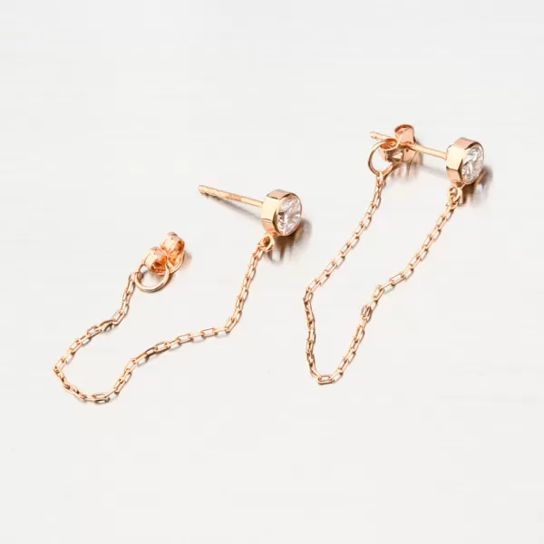 Náušnice z růžového zlata pecky se zirkonem 52GZ-5025-CV