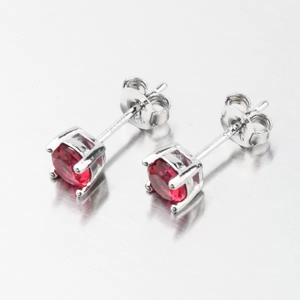 Stříbrné náušnice pecky s červeným zirkonem UPST-121679