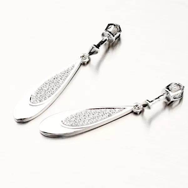 Visací náušnice z bílého zlata se zirkony 52GZ-8052B-SR