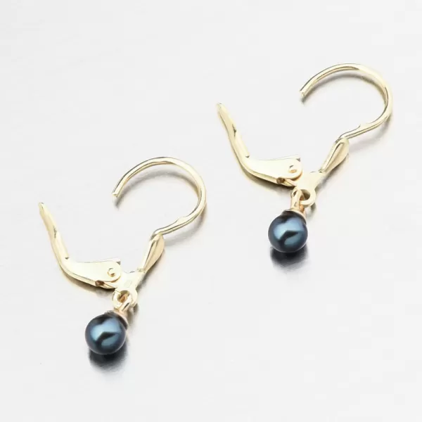 Zlaté náušnice s černou perlou 52GZ-3014-ZL-KL-Black