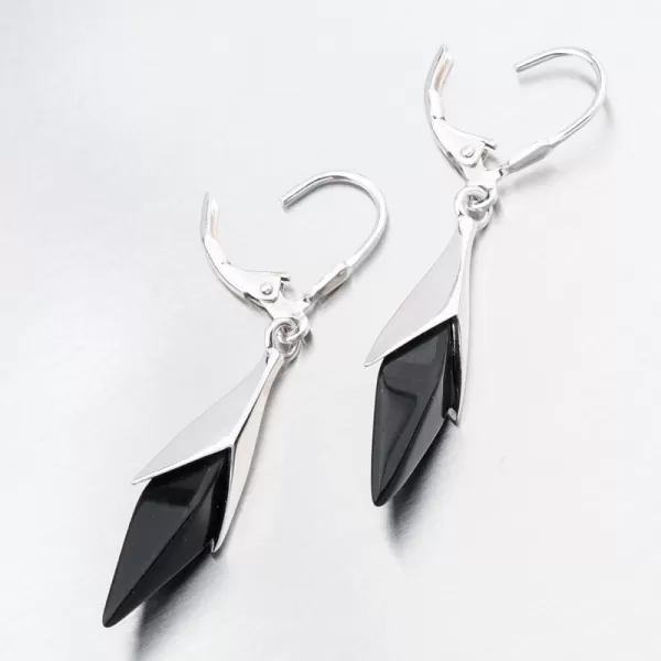 Stříbrné náušnice s onyxem PKL-2272