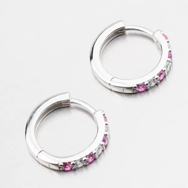 Stříbrné kruhy s růžovými zirkony PKL-2276