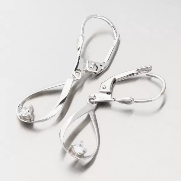 Visací náušnice z bílého zlata se zirkonem 12R-732