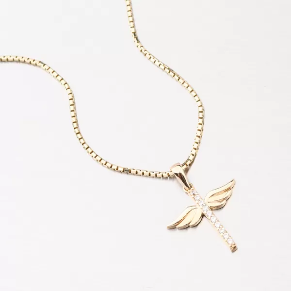 Zlatý kříž se zirkony a křídly 43-22421