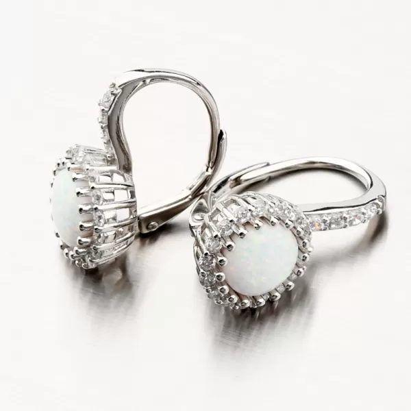 Stříbrné náušnice s bílým opálem a se zirkony PKL-2149