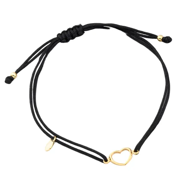 Náramek stříbro 925 provázkový se srdcem BST-14754-G