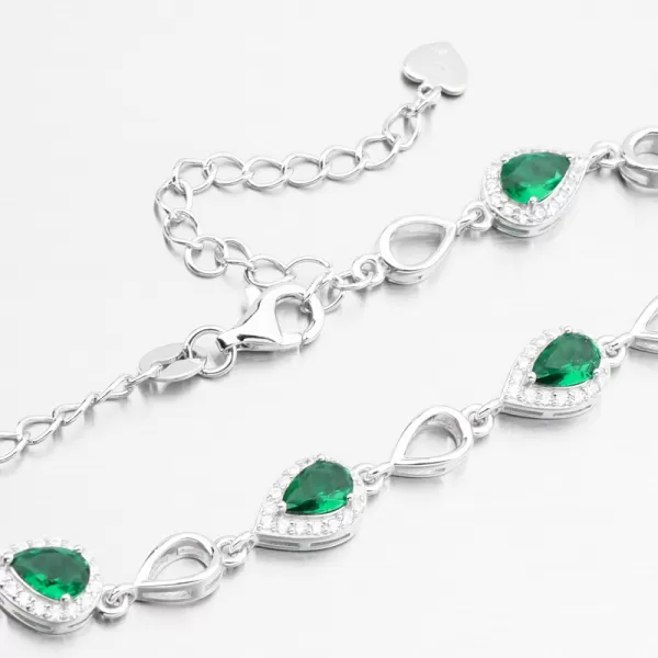 Stříbrný náramek se smaragdy PKL-4036