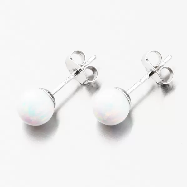 Stříbrné náušnice pecky s bílým opálem UPST-121736-6