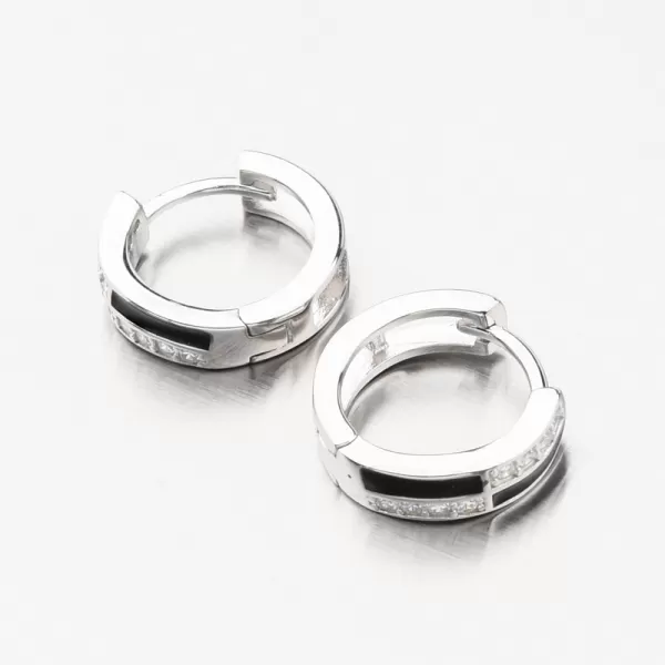 Stříbrné kruhy se zirkony a s černým zdobením PKL-2180