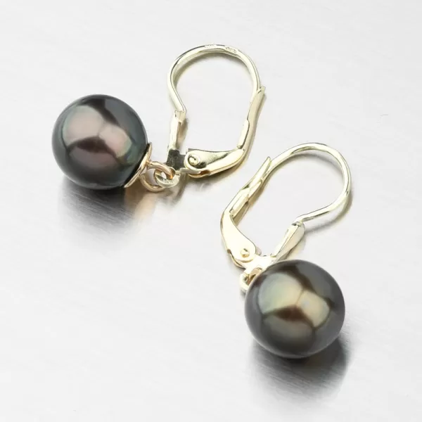 Visací perlové náušnice 52GZ-3019-ZL-Black