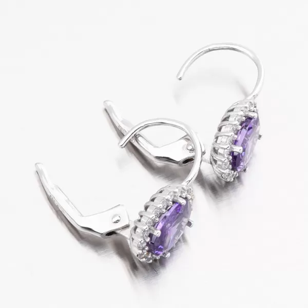 Náušnice z bílého zlata s ametystem 115P-129030