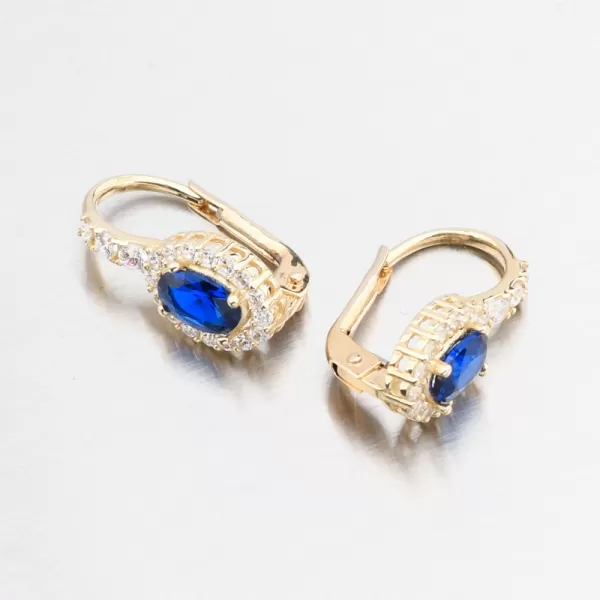 Zlaté náušnice se safírem a zirkony 163P-122424-02