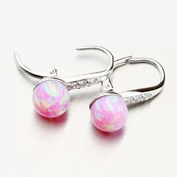 Stříbrné náušnice s růžovým opálem UCST-121746-8L