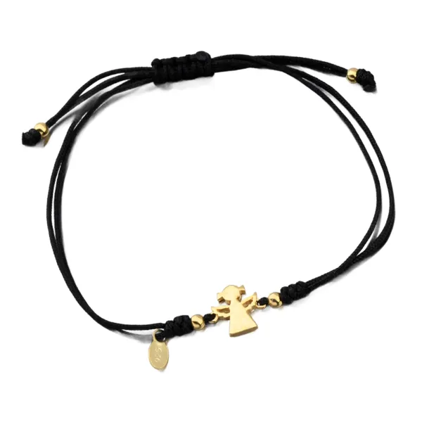 Náramek stříbro 925 provázkový s andělem BST-14552-BK-G