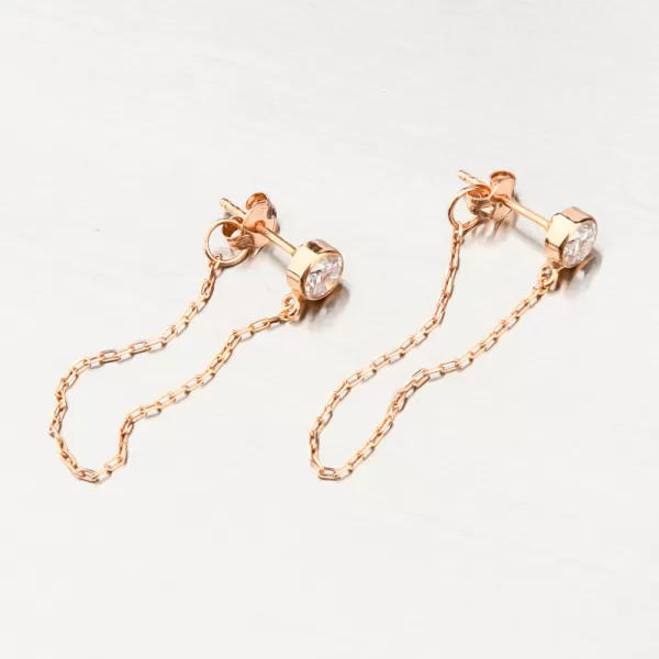 Náušnice z růžového zlata pecky se zirkonem 52GZ-5025-CV