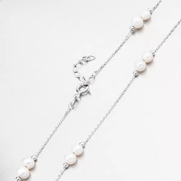Náhrdelník z bílého zlata s perlami 15R-047