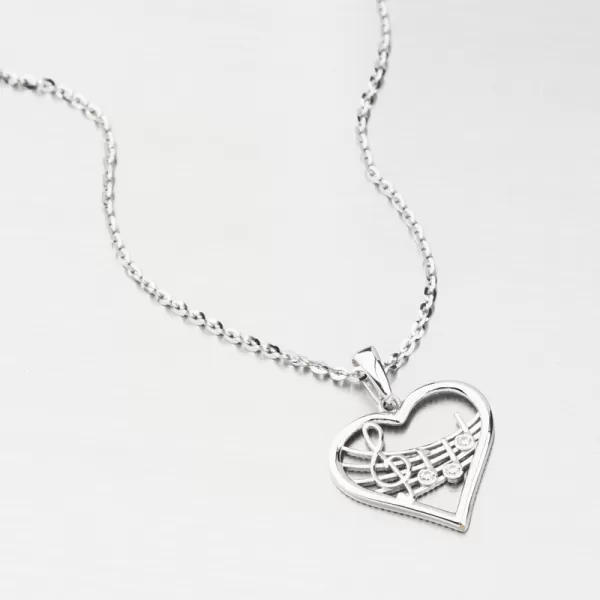 Přívěsek z bílého zlata srdce a noty GCA13-016