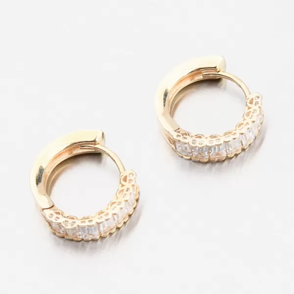Dámské náušnice žluté zlato 585 kruhy se zirkony 143P-122430