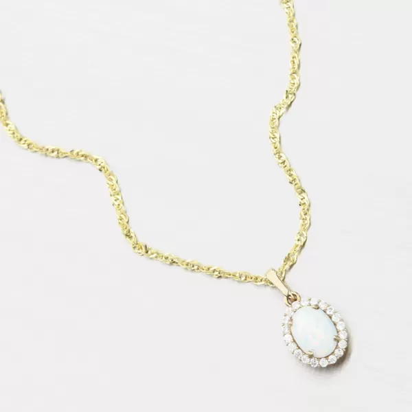 Zlatý přívěsek s bílým opálem 522P-130510