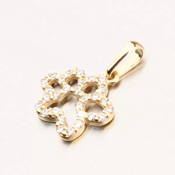 Dámský přívěsek žluté zlato 585 ťapka se zirkony 662P-130268