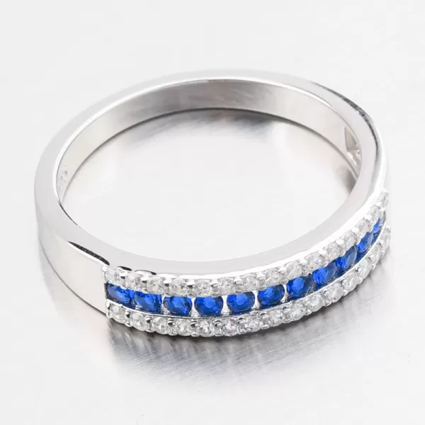 Stříbrný prsten se safíry a zirkony PKL-1069