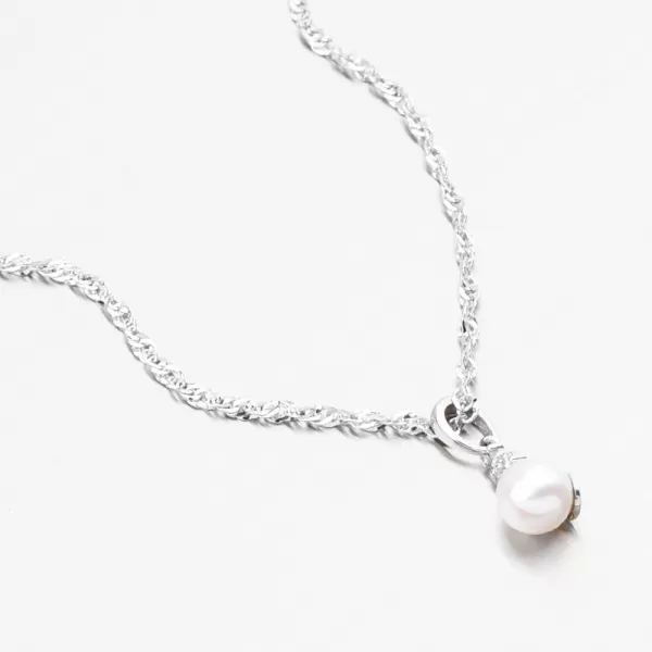 Přívěsek z bílého zlata s perlou a se zirkony 53GZ-2235-B