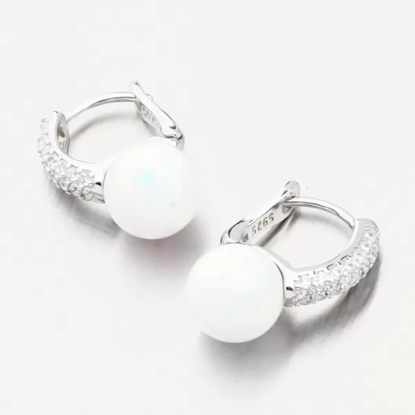 Stříbrné náušnice s bílým opálem a se zirkony PKL-2165