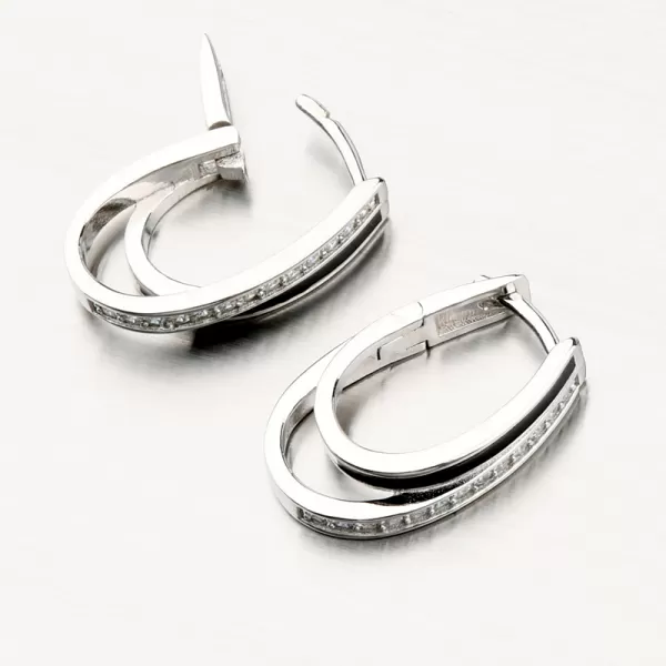 Visací stříbrné náušnice s černým smaltem a se zirkony PKL-2134