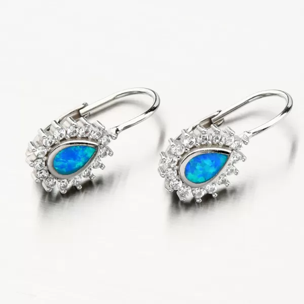 Stříbrné náušnice s modrým opálem a se zirkony PKL-2135