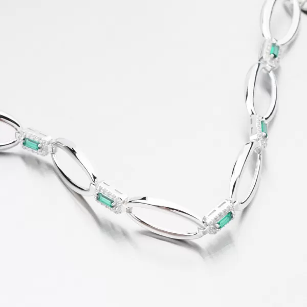Stříbrný náramek se smaragdy a zirkony PKL-4043