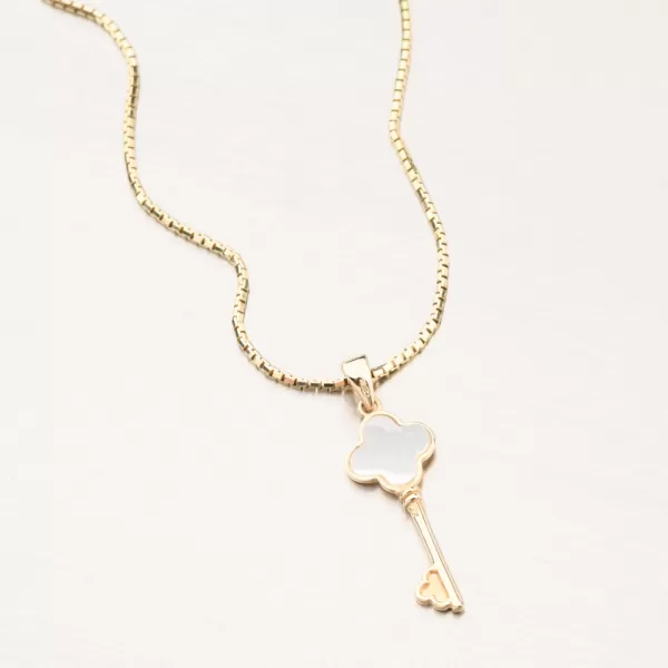 Dámský přívěsek žluté zlato 585 klíč s perletí 142P-130894