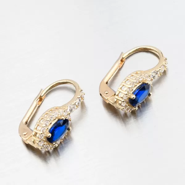 Zlaté náušnice se safírem a zirkony 163P-122424-02