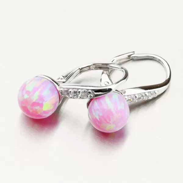 Stříbrné náušnice s růžovým opálem UCST-121746-8L