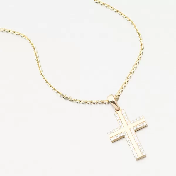 Zlatý přívěsek kříž se zirkony 13R-422