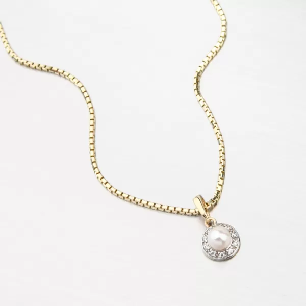 Zlatý přívěsek s perlou a se zirkony 53GZ-2393-ZL