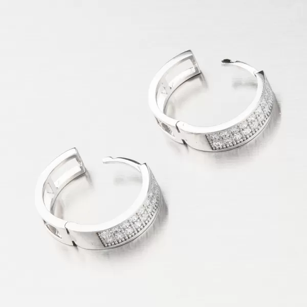 Náušnice kruhy z bílého zlata se zirkony 12R-723