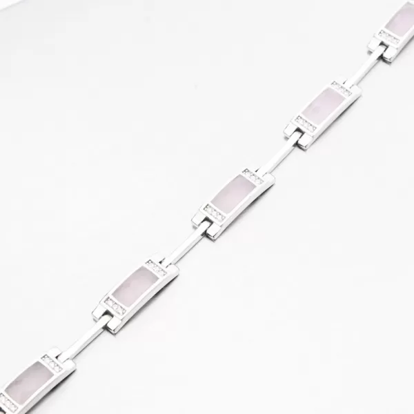 Stříbrný náramek s růženínem a se zirkony PKL-4040