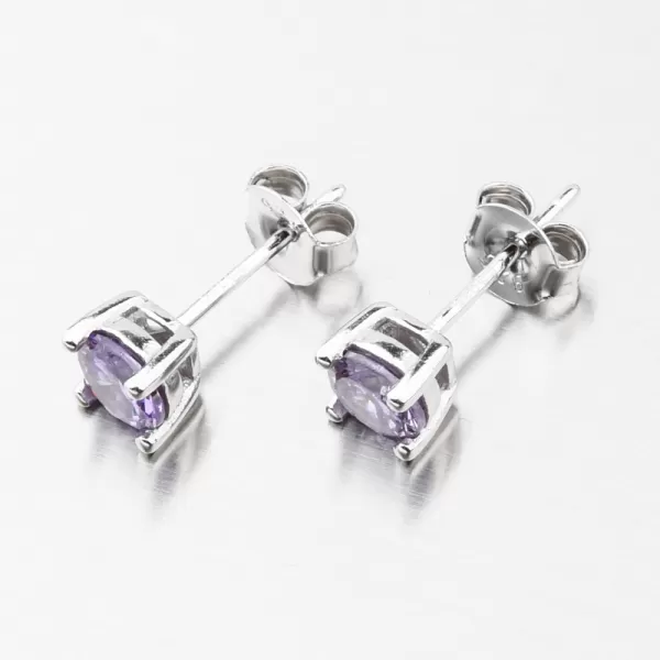 Dámské náušnice stříbro 925 zirkon s fialovým fialové kameny UPST-121770