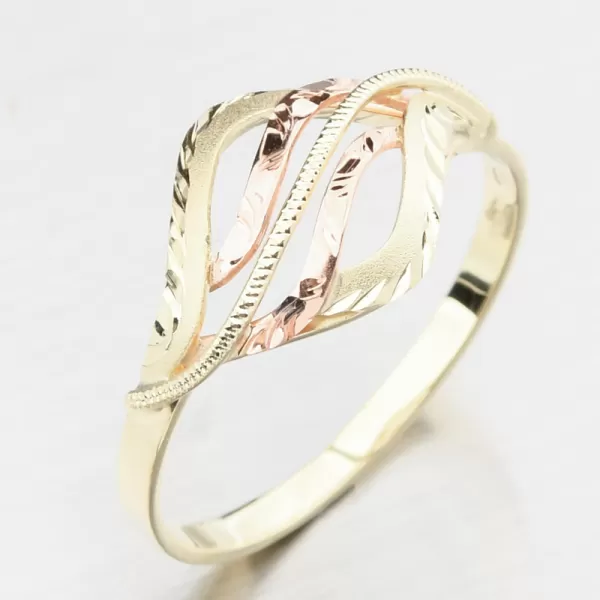 Dámský prsten žluté zlato 585 s ručním rytím 51P-378