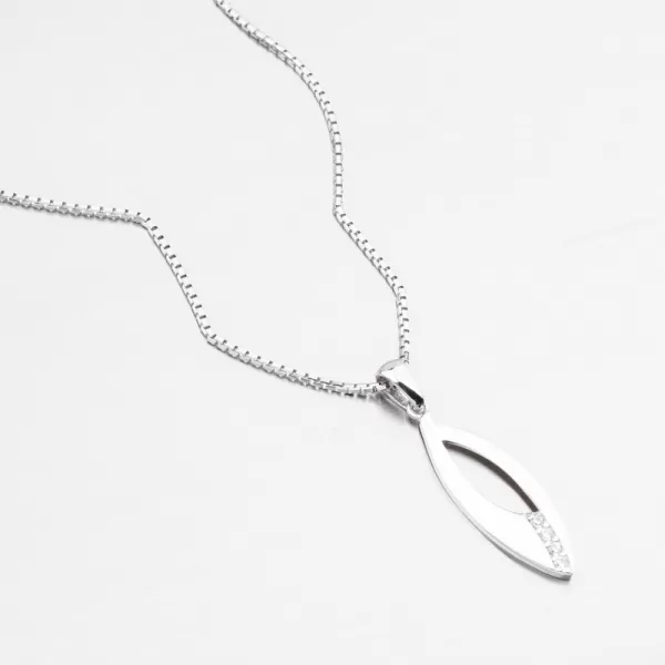 Přívěsek z bílého zlata se zirkony 43-22057