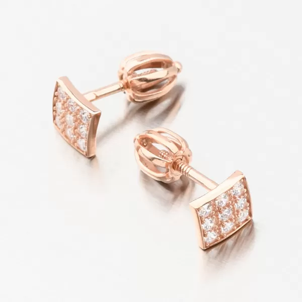 Náušnice kostičky z růžového zlata se zirkony DZ2096-CV-ZIR