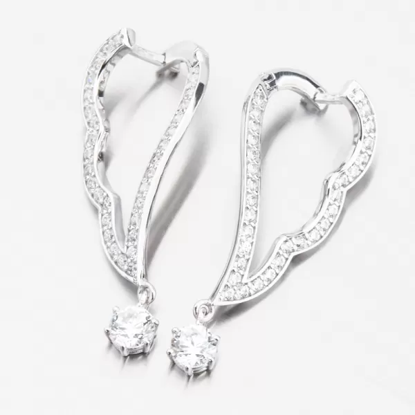 Dámské náušnice bílé zlato 585 visací se zirkony 663P-120471-B