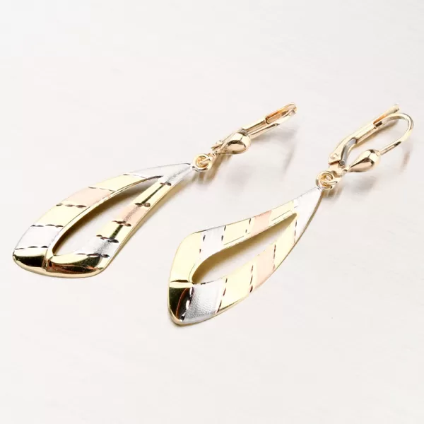 Dámské visací náušnice žluté zlato 585 42-3888