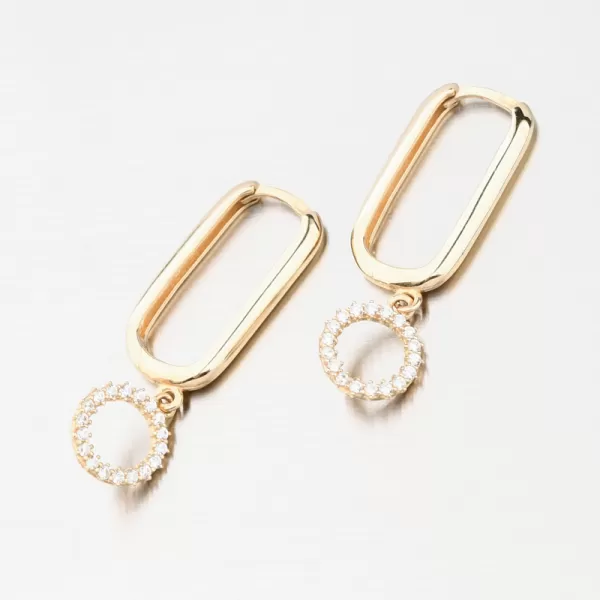 Zlaté visací náušnice se zirkony 12R-714