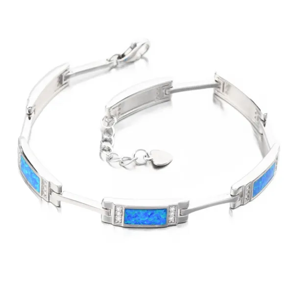 Dámský náramek stříbro 925 zirkon modrý opál a PKL-4041