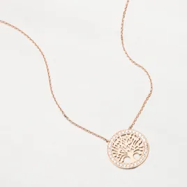Dámský náhrdelník růžové zlato 585 zirkon strom života 55GZ-5021-CV