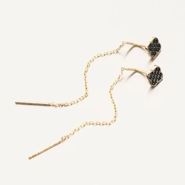 Dámské náušnice žluté zlato 585 řetízkové se zirkony 163P-122580