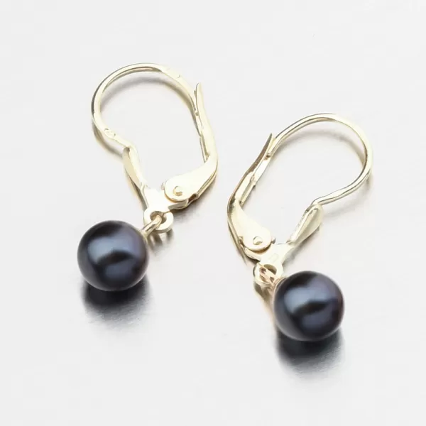 Zlaté náušnice s černou perlou 52GZ-3016-ZL-KL-Black