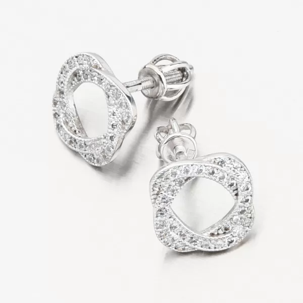 Náušnice z bílého zlata pecky se zirkony 663P-120289