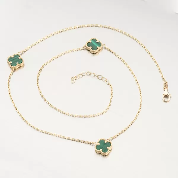 Dámský náhrdelník žluté zlato 585 čtyřlístek 15R-059